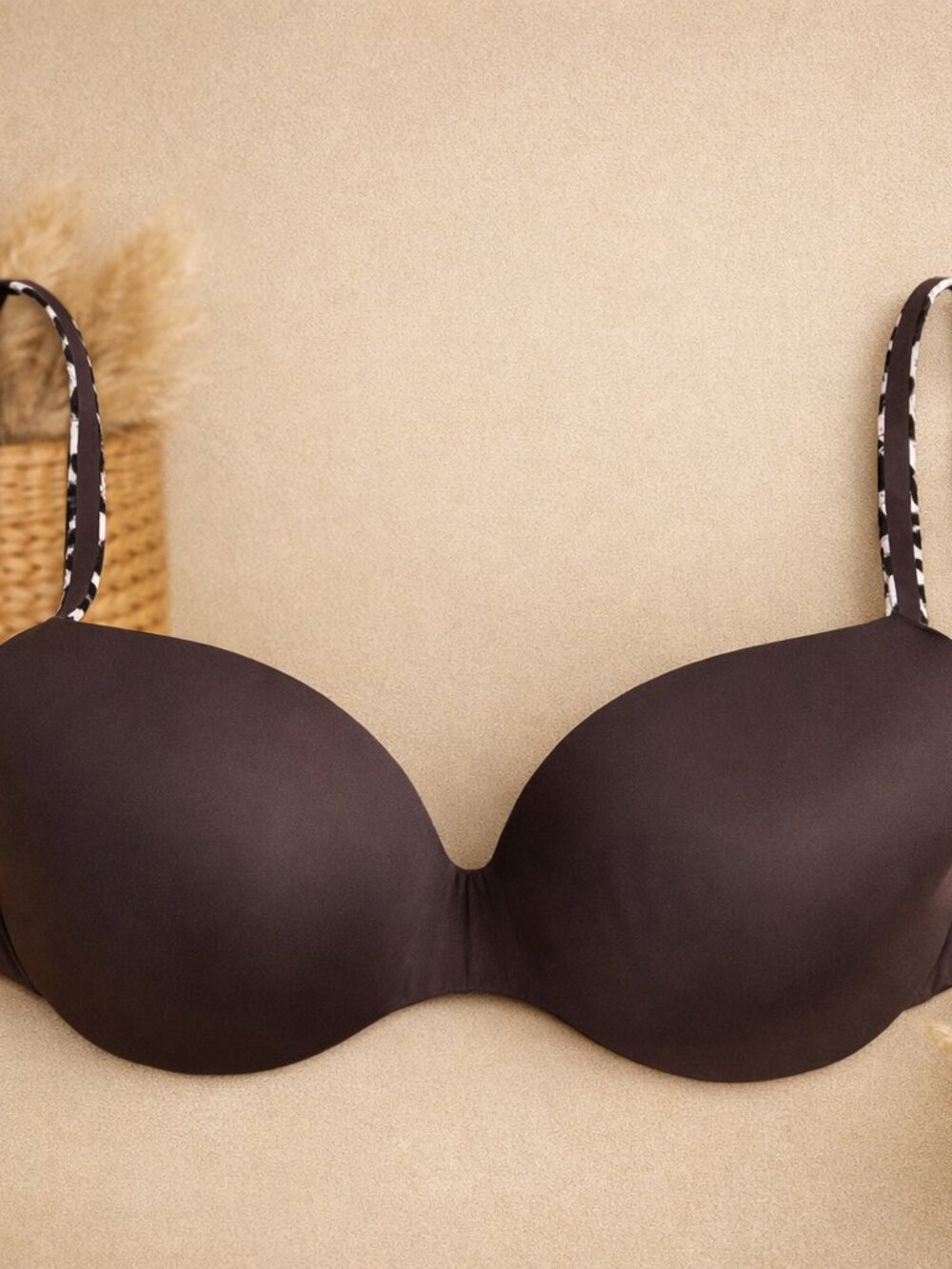 Chantelle Underwire Bra 36B Lightly Padded Brown Smooth Cup Leopard Strap